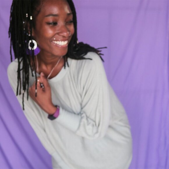 Batwing dolman sleeve sweater dress in sage green - Picture 3 of 4